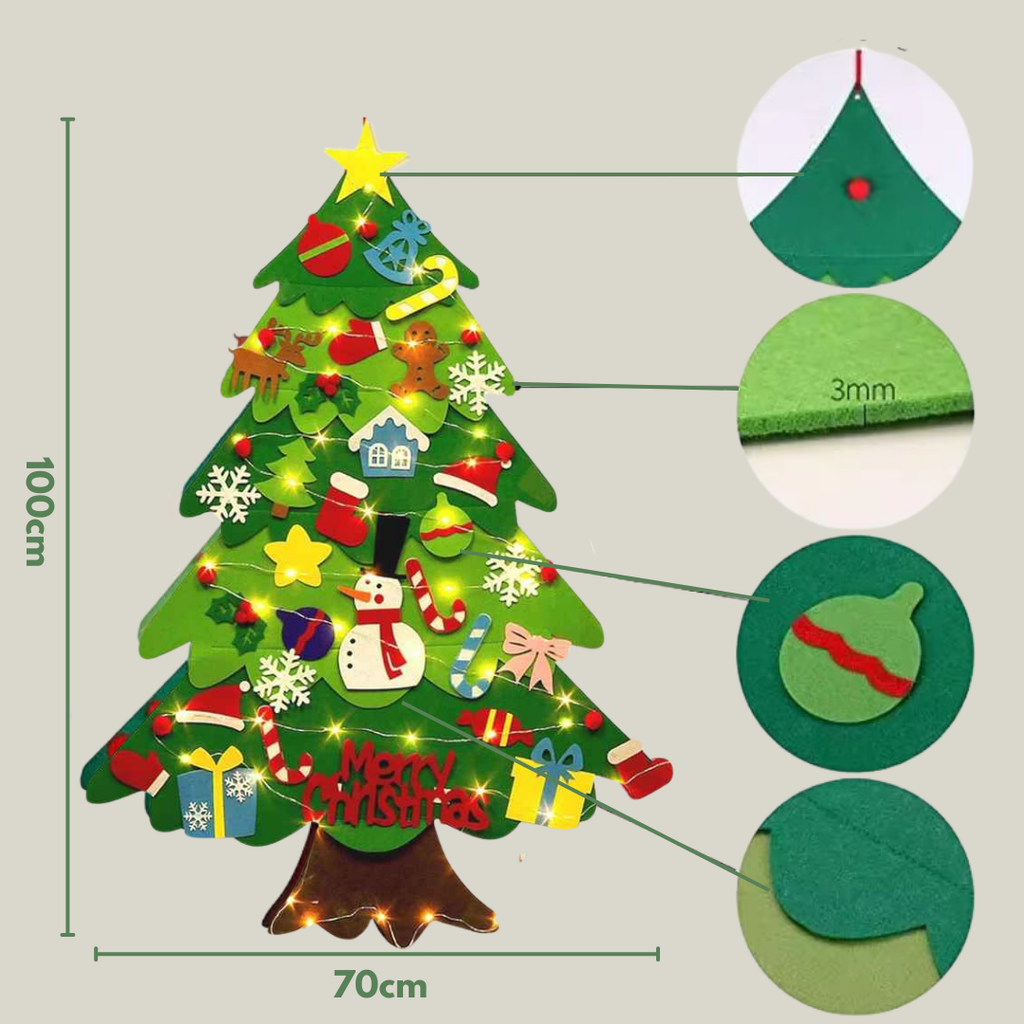 Árvore de Natal Infantil Montessori de Feltro + Pisca Pisca 5M de BRINDE!