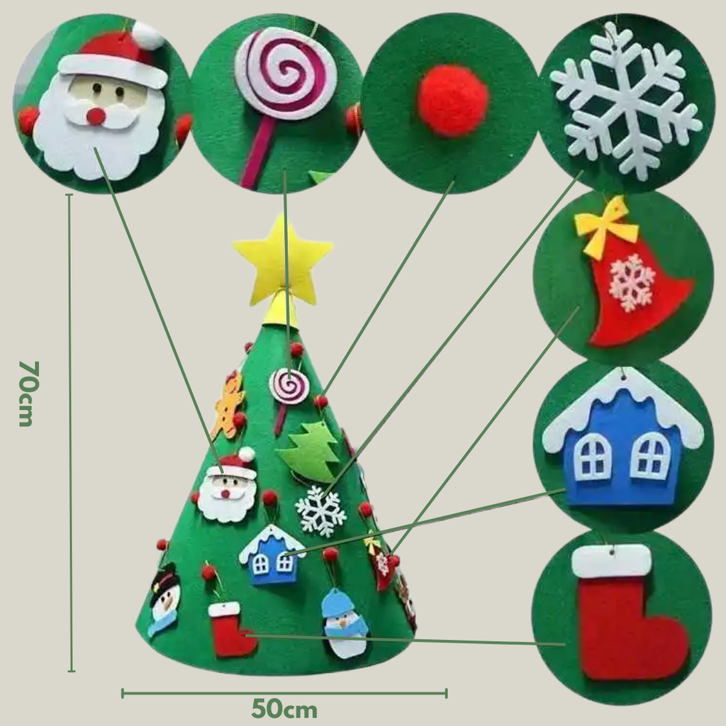 Árvore de Natal Infantil Montessori de Feltro + Pisca Pisca 5M de BRINDE!
